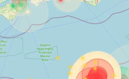 English Channel chart close-up with light sectors
